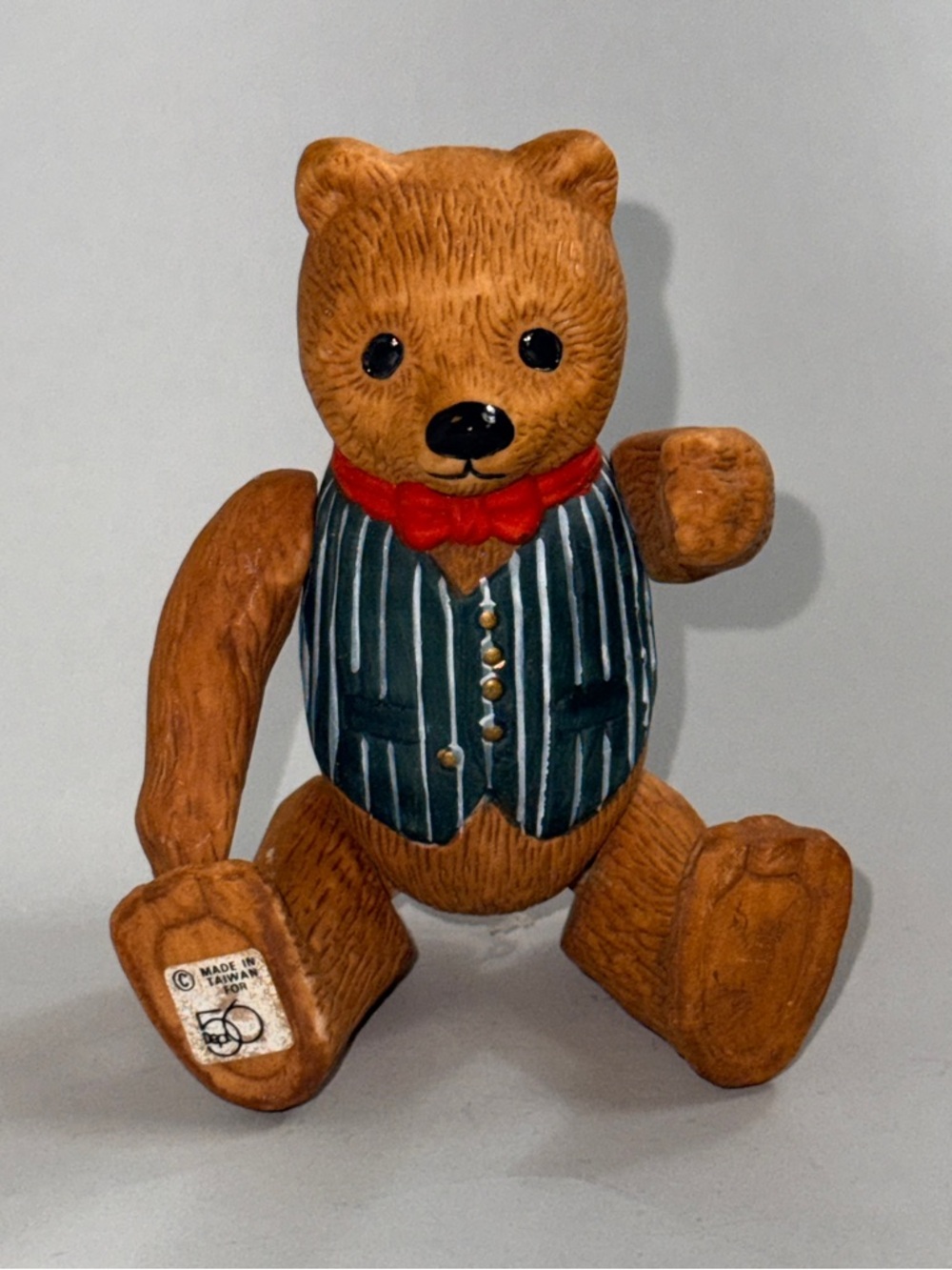 Brown Teddy Bear Figurine Christmas Ornament Department 56 Vintage